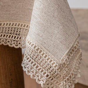 Mantel impermeable lino con puntilla